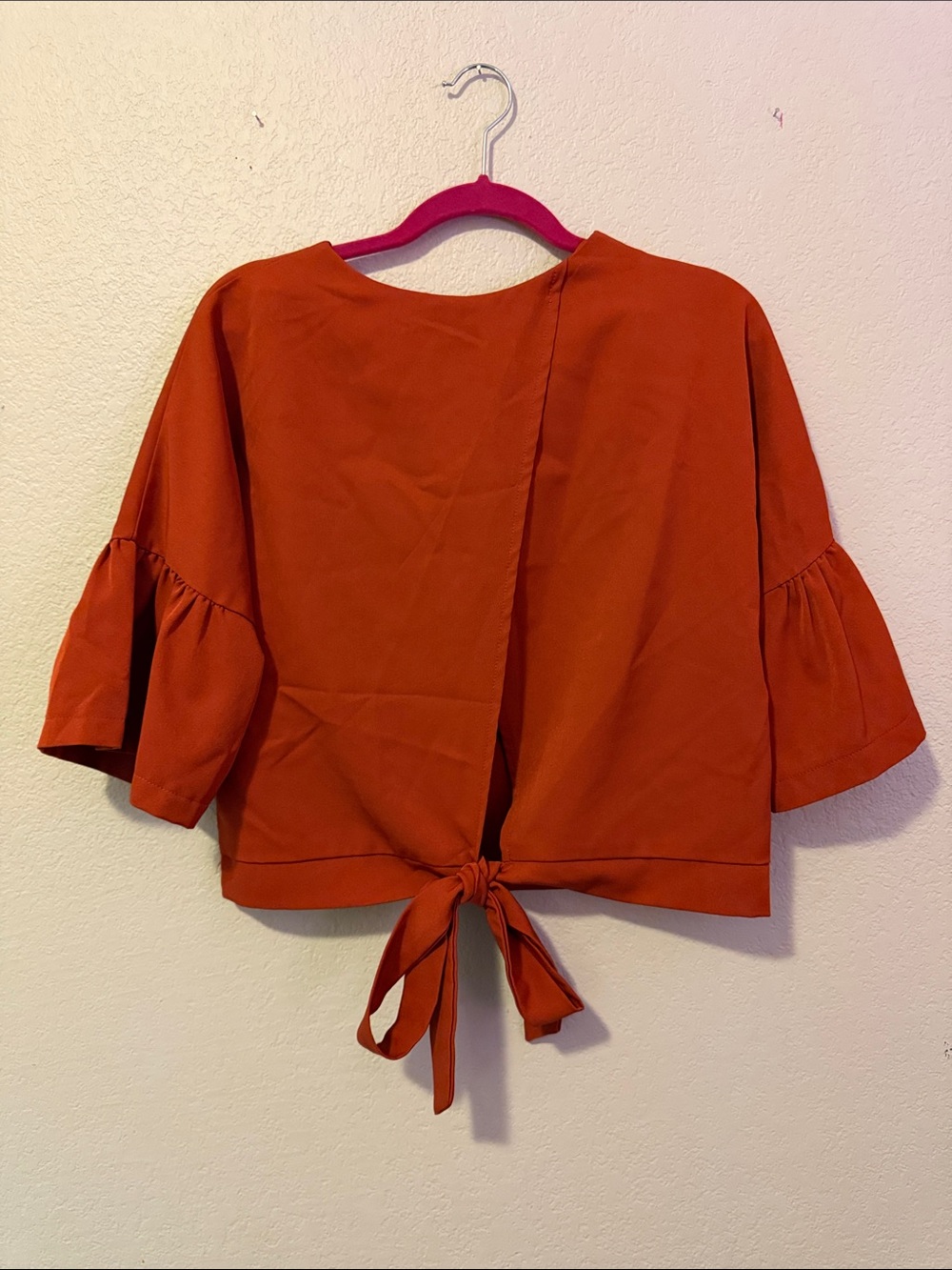 Tie-Back Blouse in Rust Orange